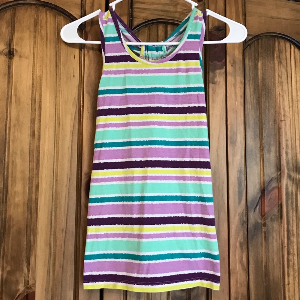 Girls Green Soda striped tank top size L (10-12)